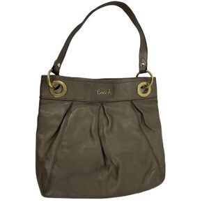 Coach Ashley F17605 Metallic Leather Shoulder Crossbody Bag Purse Bronze Gold